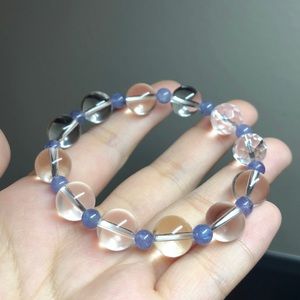 Tanzanite gemstone & white crystal bracelet